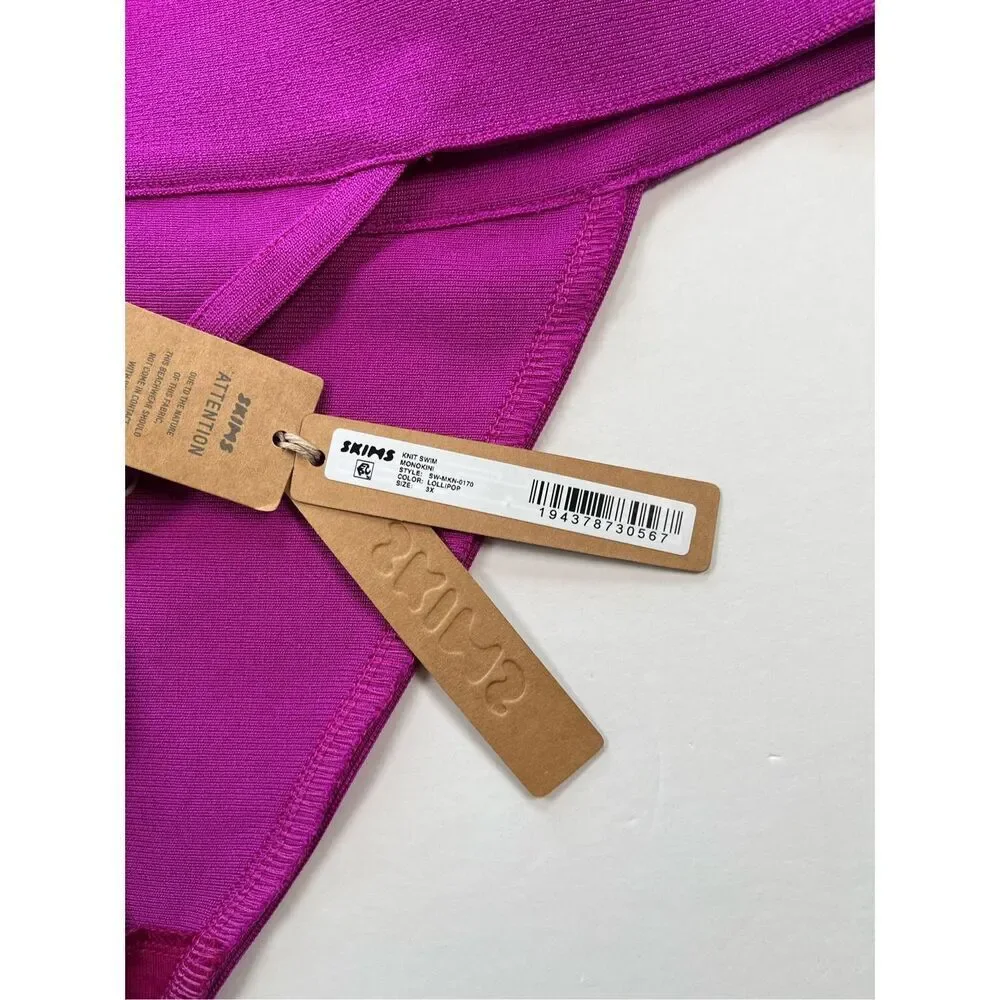 SKIMS Knit Swim Monokini Cutout One Piece Swimsuit Purple Sexy Plus Size 3X NWT